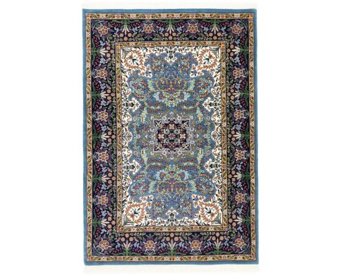 Blue & Navy Floral 4X6 Kirman Oriental Rug