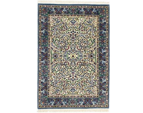 Cream & Blue Floral 4X6 Kirman Oriental Rug