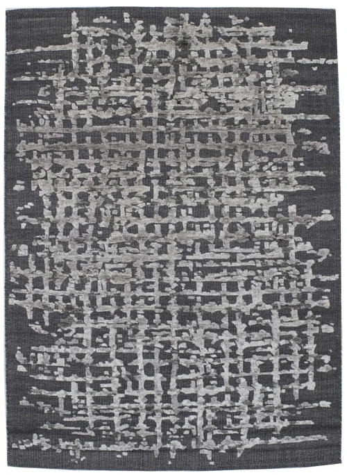 Cream Charcoal Abstract 6X8 Modern Oriental Rug