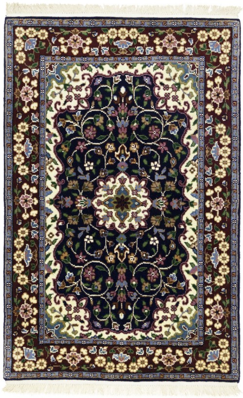 Navy & Maroon Floral 3X4 Kirman Oriental Rug