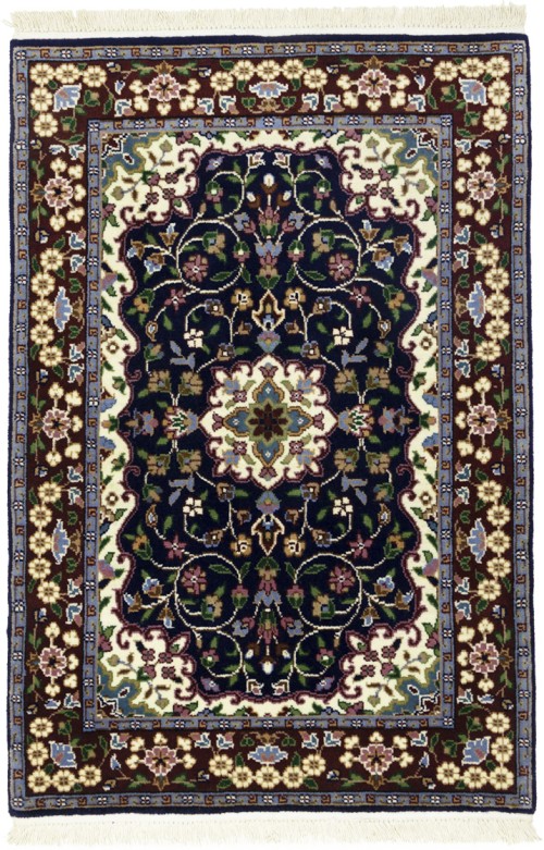 Navy & Maroon Floral 3X4 Kirman Oriental Rug