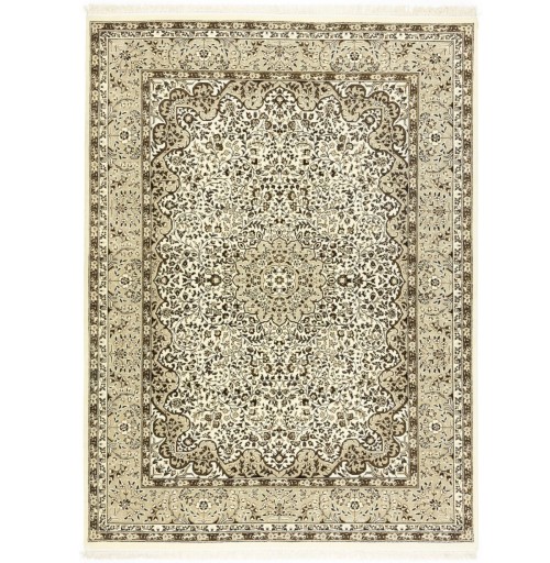 Cream Beige Brown Floral 6X8 Kirman Oriental Rug