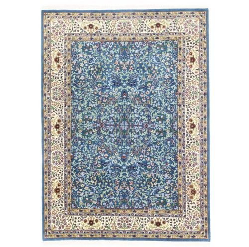 Blue & Cream Floral 6'6X9 Kirman Oriental Rug