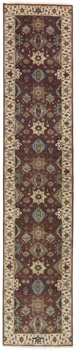 Rust & Cream Tribal Geometric 3X12 Indo-Karajeh Oriental Runner Rug