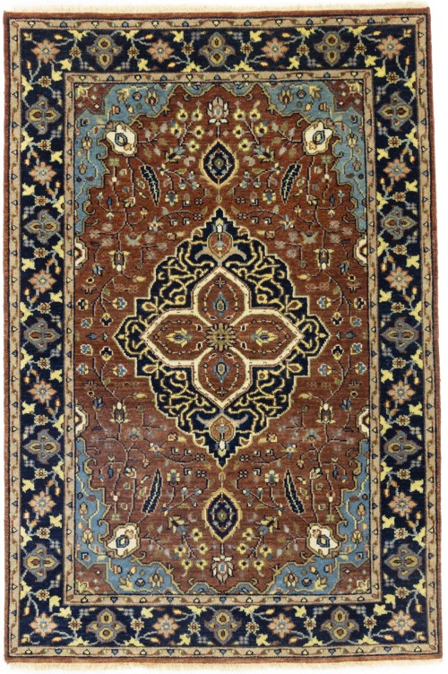 Rust Floral 4X6 Sarouk Goravan Heriz Oriental Rug