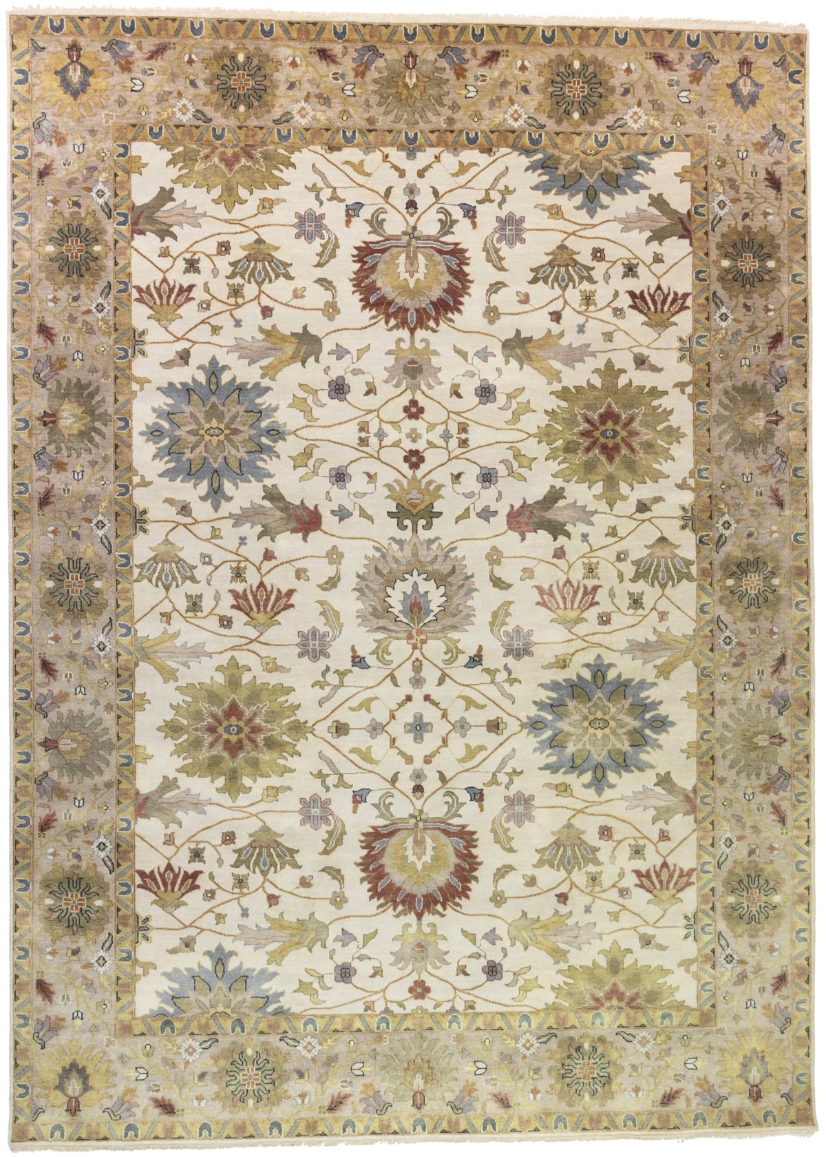 Cream Floral Osh Chobi 10X14 Peshawar Oriental Rug