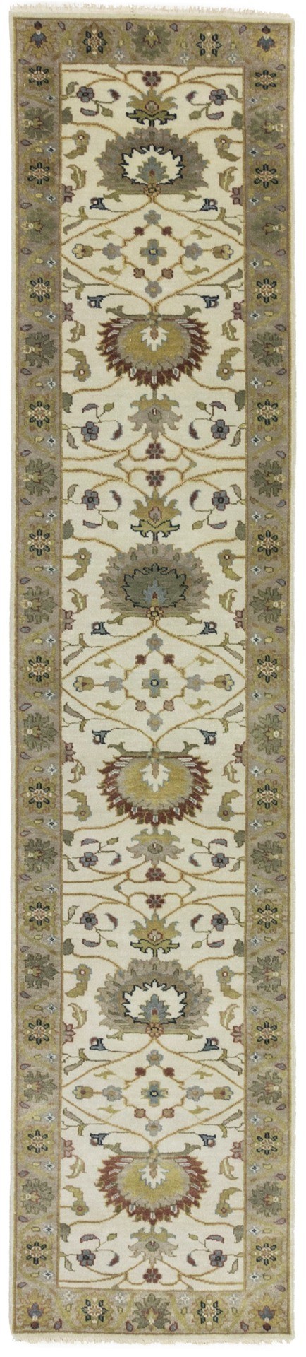 Cream Floral Osh Chobi 2'6X12 Peshawar Oriental Runner Rug