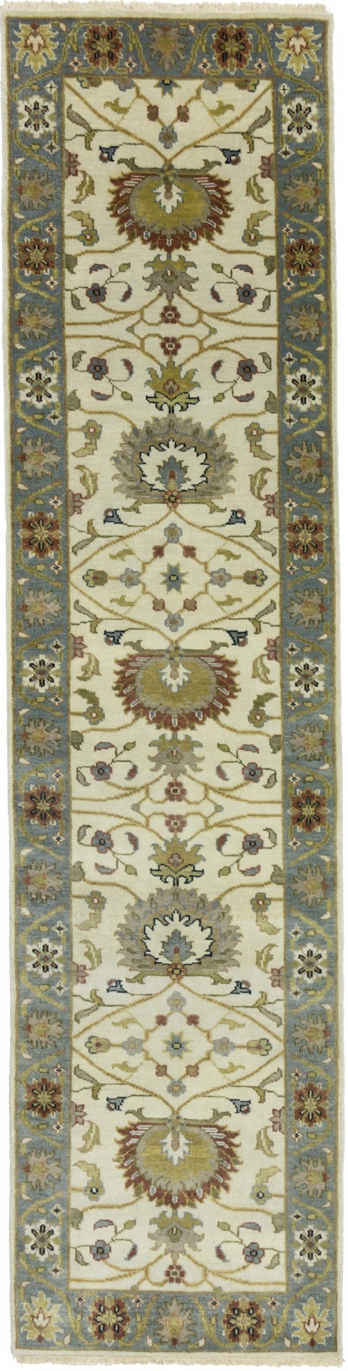 Cream Floral Osh Chobi 2'5X10 Peshawar Oriental Runner Rug