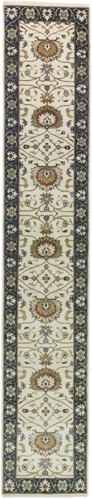 Cream Floral Osh Chobi 2'6X14 Peshawar Oriental Runner Rug