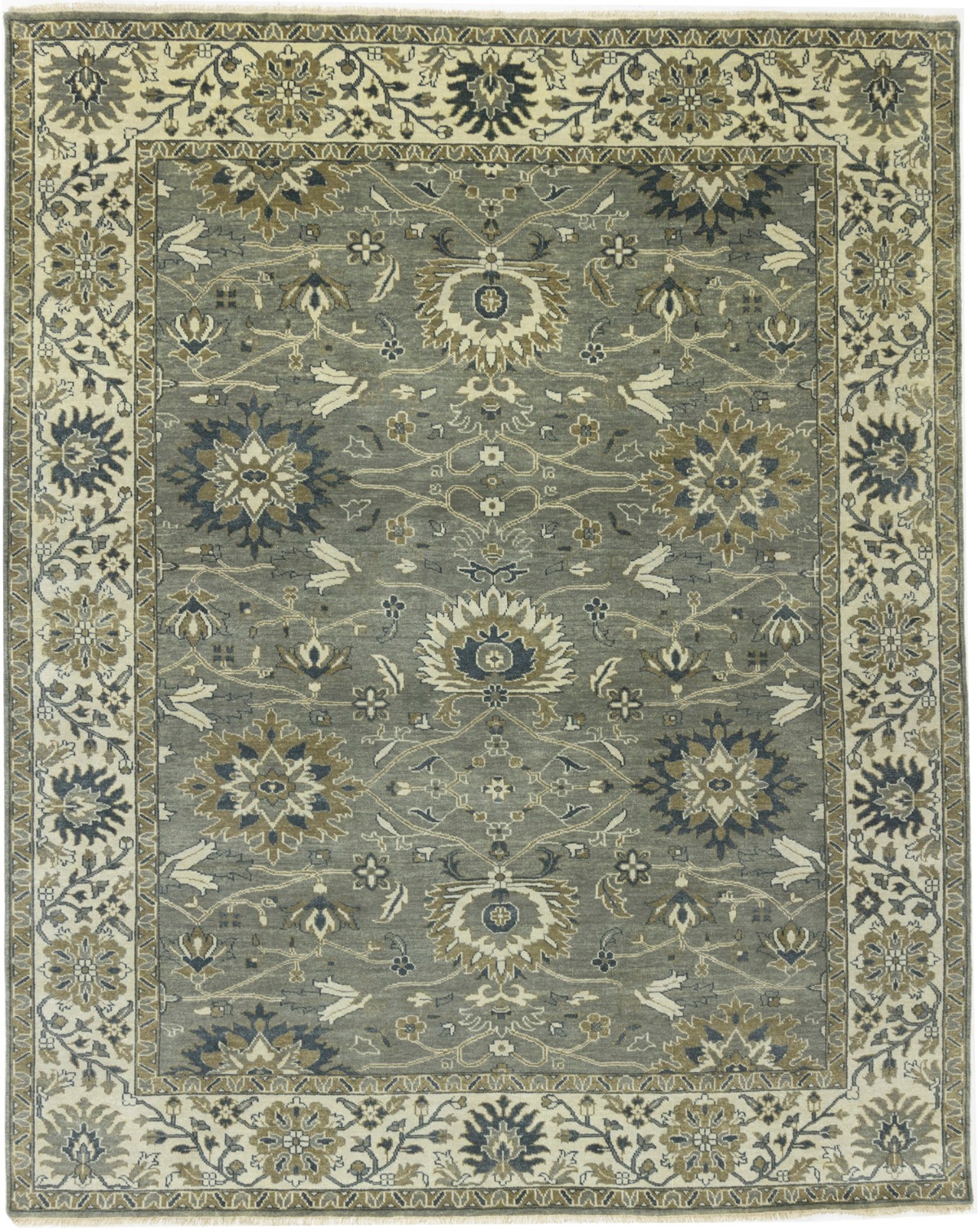 Taupe Floral Osh Chobi 8X10 Peshawar Oriental Rug