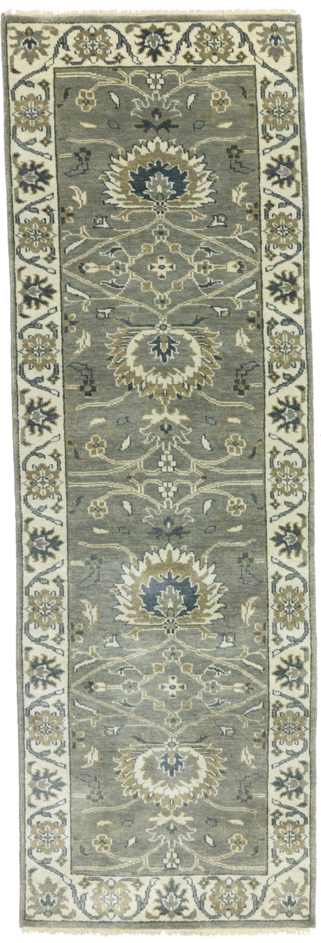 Taupe Floral Osh Chobi 3X8 Peshawar Oriental Runner Rug