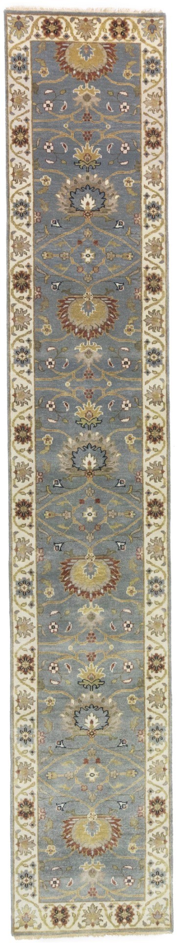 Blue-gray Floral Osh Chobi 2'5X13'9 Peshawar Oriental Runner Rug