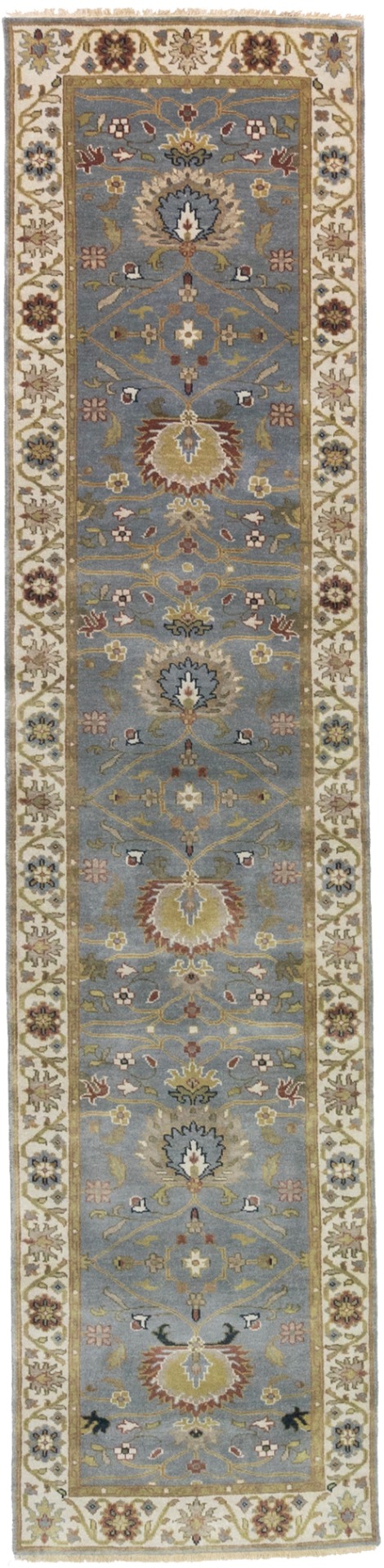 Blue-gray Floral Osh Chobi 3X13 Peshawar Oriental Runner Rug