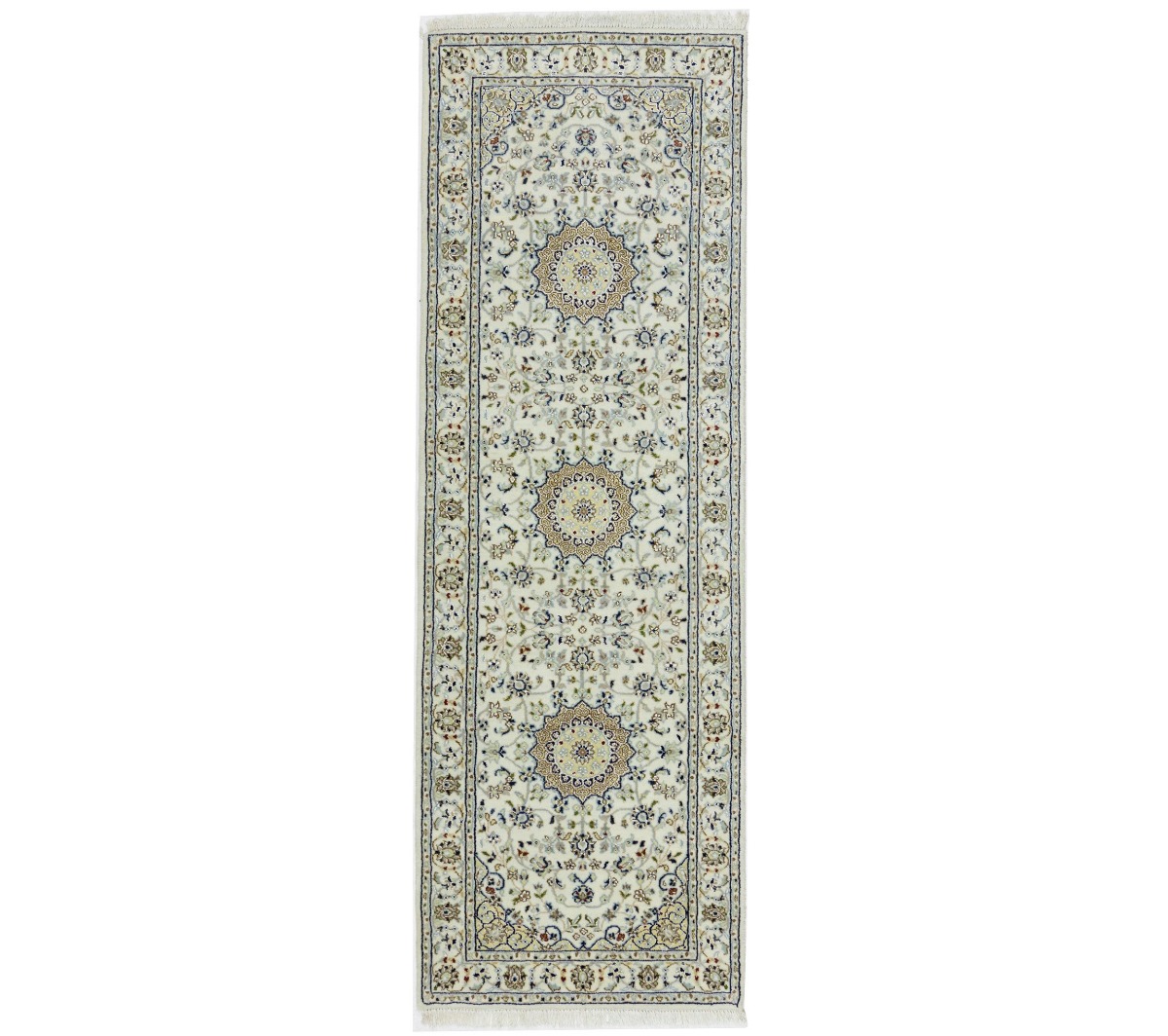 Cream Floral 3X8 Indo-Nain Oriental Runner Rug