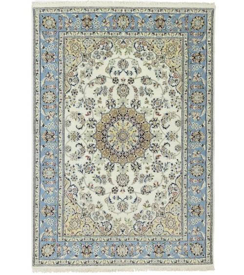 Cream Floral 5X7 Indo-Nain Oriental Rug