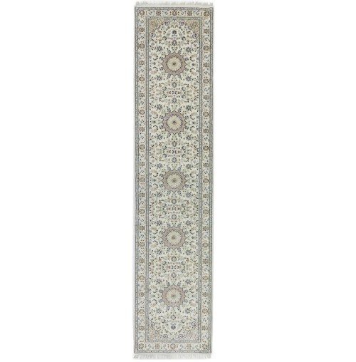 Cream Floral 3X12 Indo-Nain Oriental Runner Rug