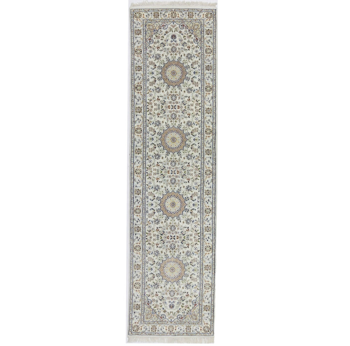 Cream Floral 3X10 Indo-Nain Oriental Runner Rug