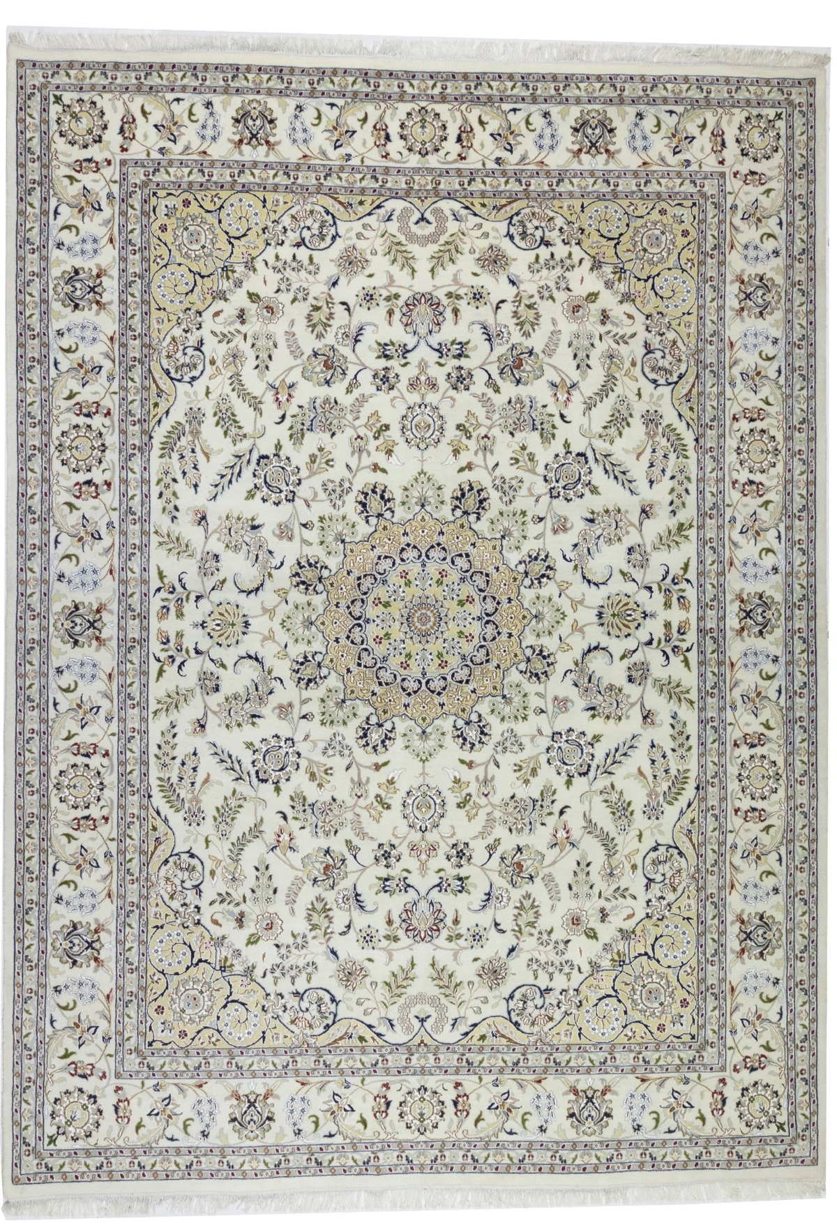 Cream Floral 8'3X11'6 Indo-Nain Oriental Rug