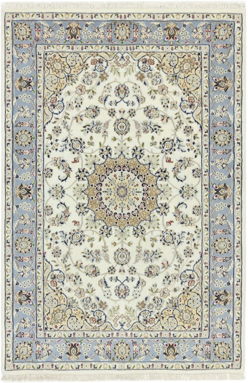 Cream Floral 4X6 Indo-Nain Oriental Rug