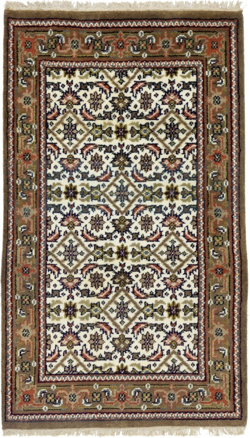 Cream Floral Tribal 3X5 Indo-Bidjar Oriental Rug