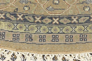 Cream Floral 10X10 Indo Botemir Oriental Round Rug