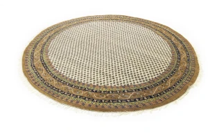 Cream Floral 10X10 Indo Botemir Oriental Round Rug