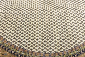 Cream Floral 10X10 Indo Botemir Oriental Round Rug