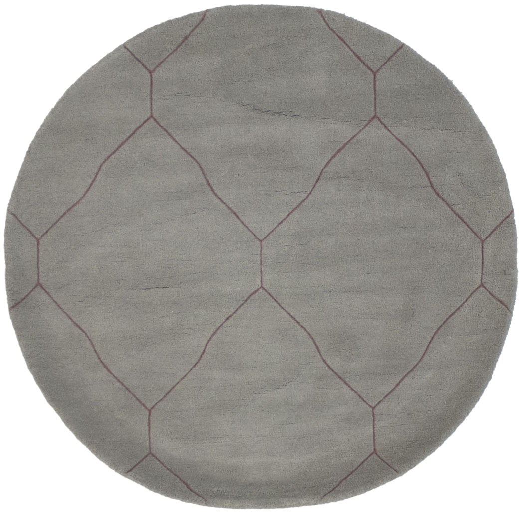 Gray Geometric Modern 4X4 Hand-Tufted Round Rug