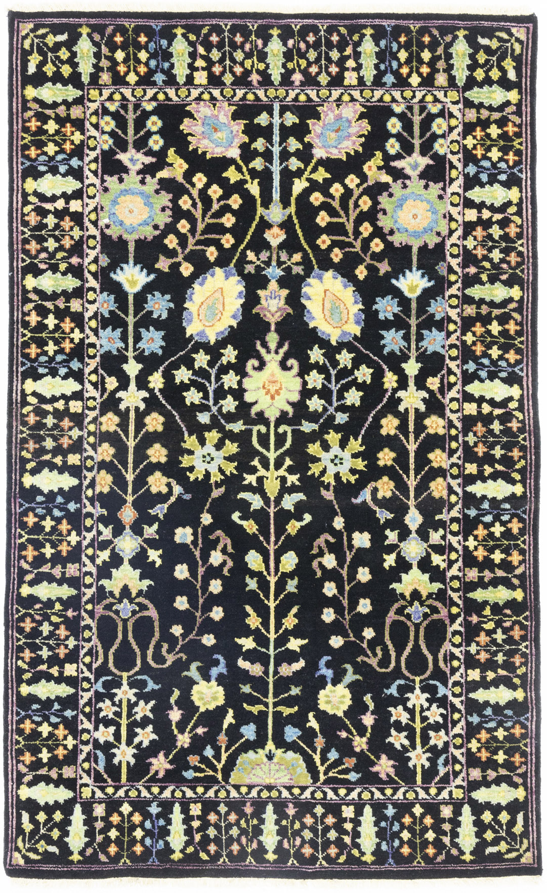 Black Floral 4X6 Osh Chobi Oriental Rug