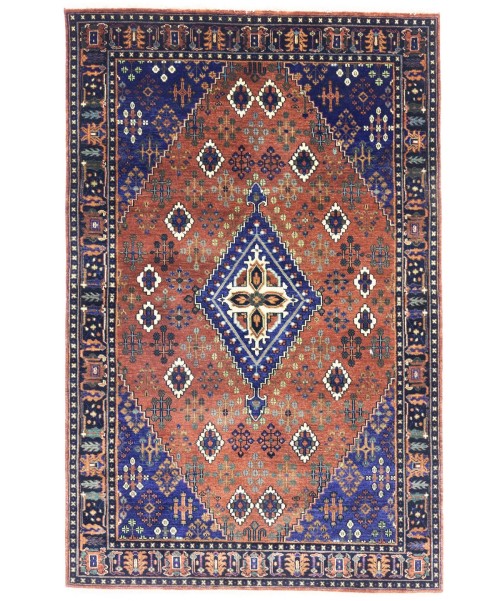 Rust & Navy Tribal 5X8 Indo-Joshaghan Oriental Rug