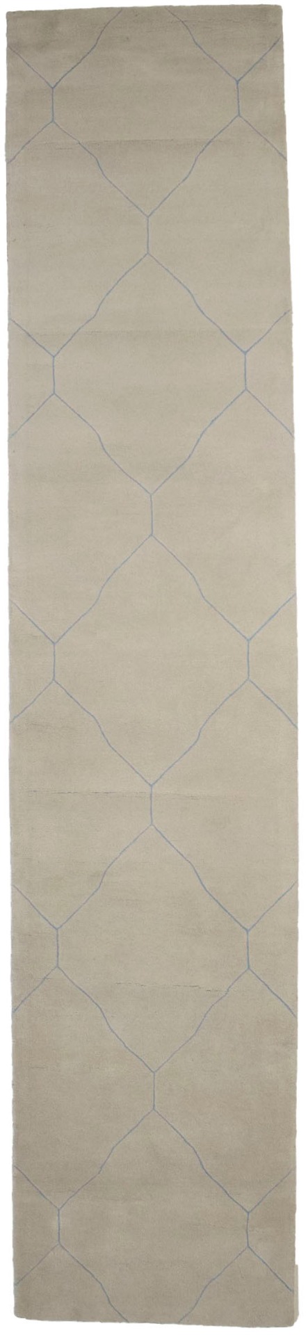 Beige Geometric Modern 3X12 Hand-Tufted Rug