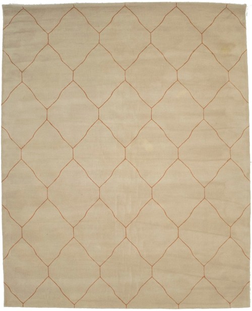 Beige Geometric Modern 8X10 Hand-Tufted Rug