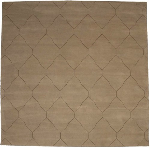 Beige Modern Geometric 9X9 Hand-Tufted Square Rug