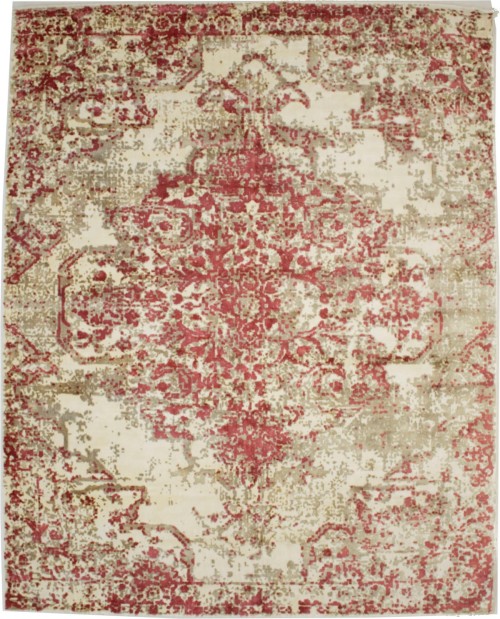 Distressed Floral Modern 8X10 Hand-Loomed Rug