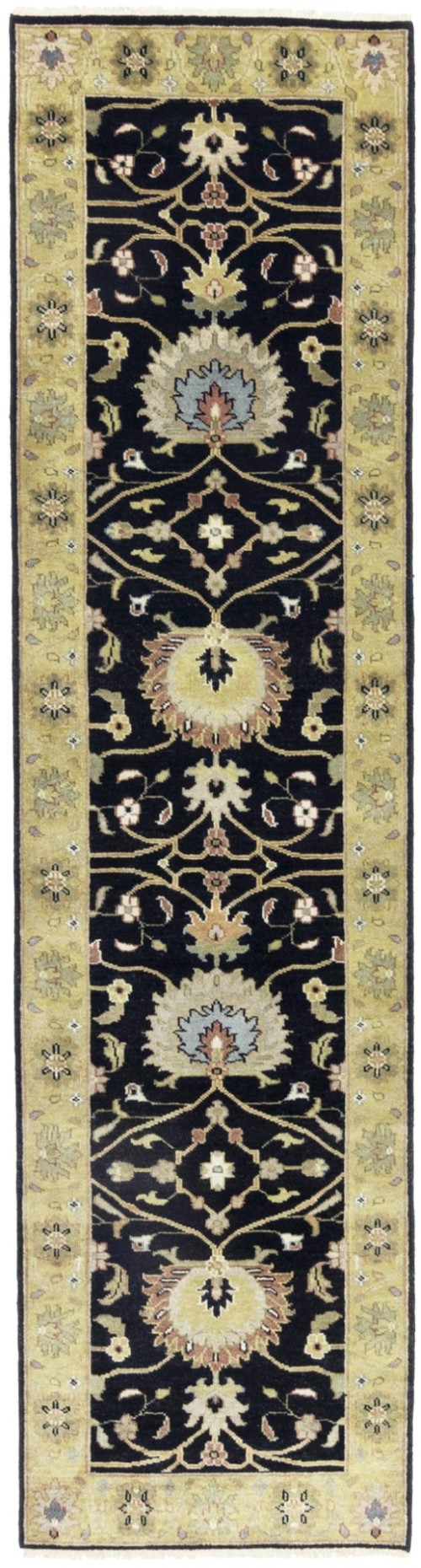 Black Floral Osh Chobi 3X10 Peshawar Oriental Runner Rug