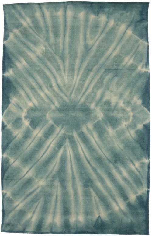 Dark Teal Tie-Dye 5X8 Hand-Tufted Modern Rug