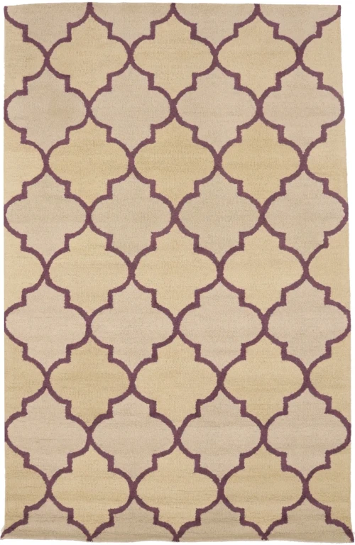 Cream & Purple Trellis 5X8 Hand-Tufted Modern Rug