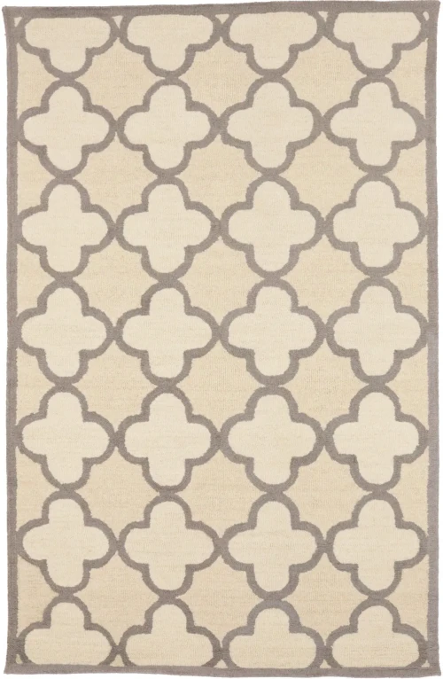 Cream & Tan Trellis 5X8 Hand-Tufted Modern Rug