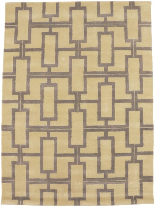 Cream Geometric 5X8 Hand-Tufted Modern Rug