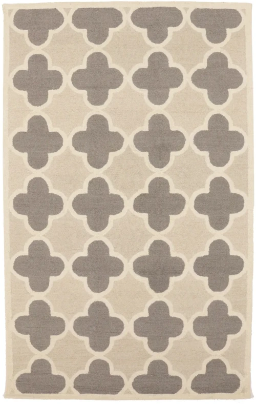 Cream Beige Taupe Trellis 5X8 Hand-Tufted Modern Rug