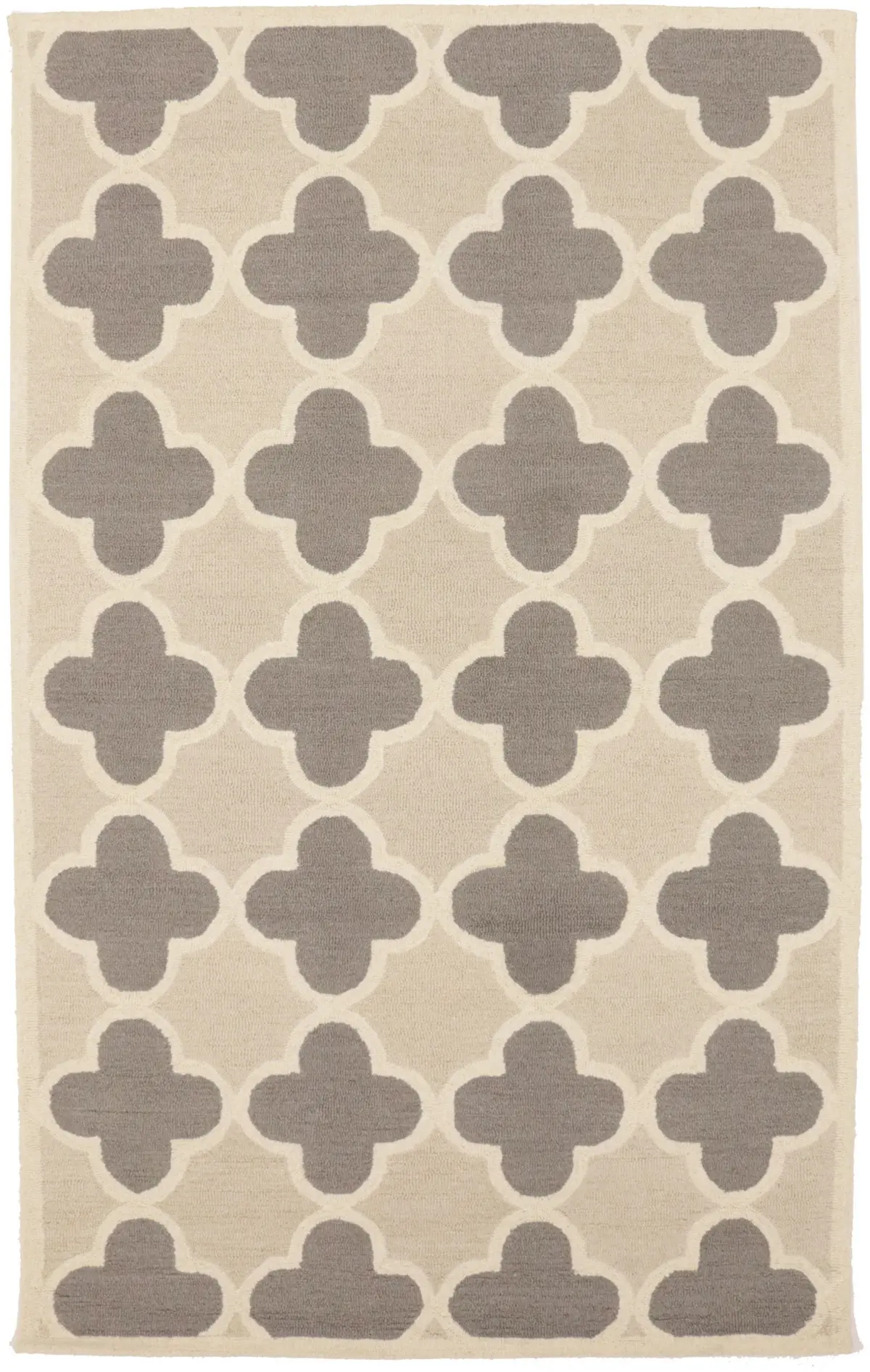 Cream Beige Taupe Trellis 5X8 Hand-Tufted Modern Rug