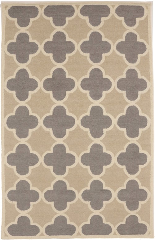 Beige Taupe Cream Trellis 5X8 Hand-Tufted Modern Rug