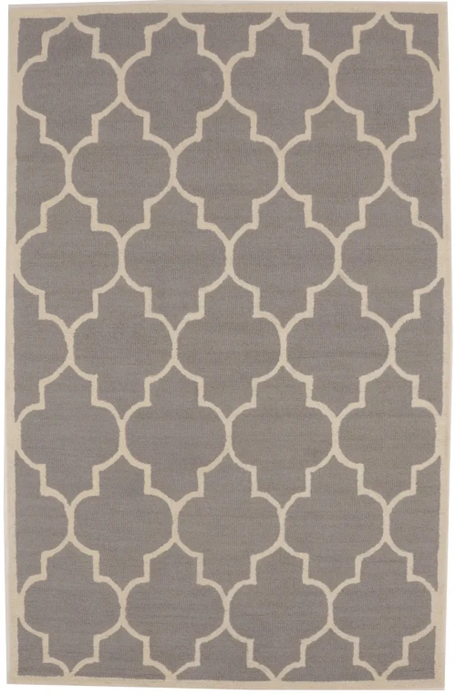 Taupe & Cream Trellis 5X8 Hand-Tufted Modern Rug