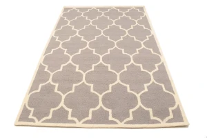 Taupe & Cream Trellis 5X8 Hand-Tufted Modern Rug
