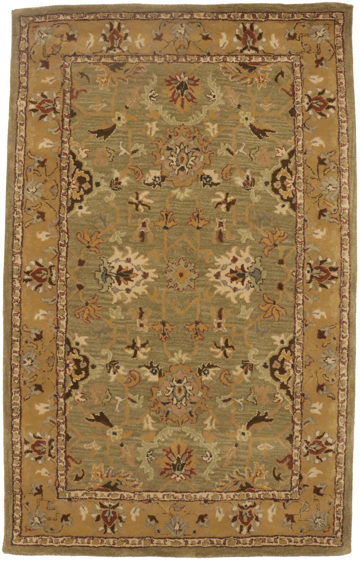 Khaki Floral 5X8 Hand-Tufted Modern Rug