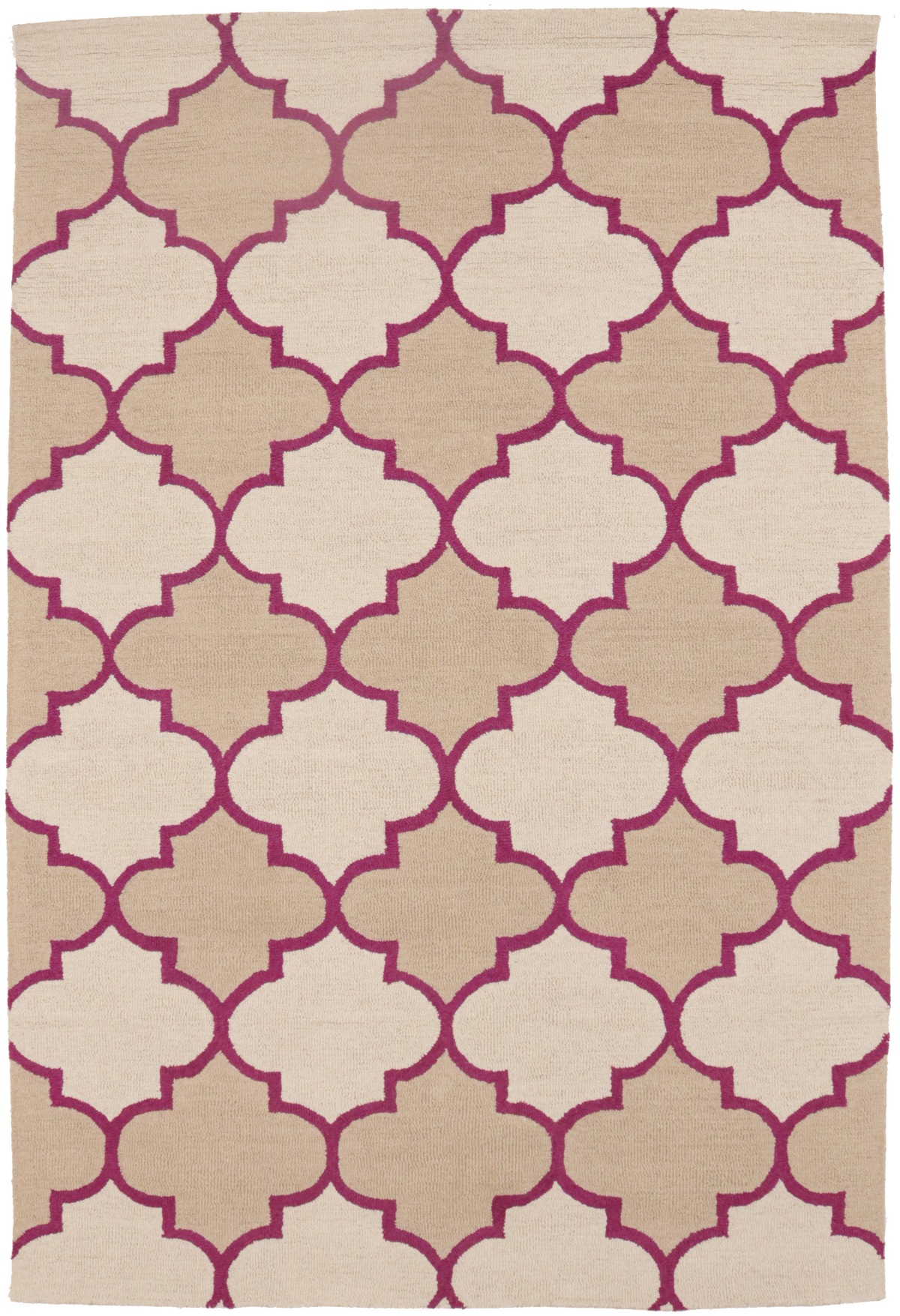 Cream Beige Fuchsia Tie-Dye 5X8 Hand-Tufted Modern Rug