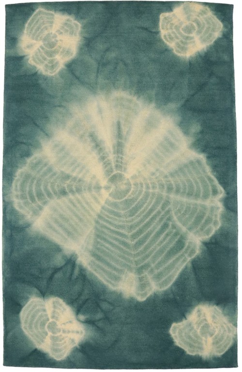 Teal Tie-Dye 5X8 Hand-Tufted Modern Rug