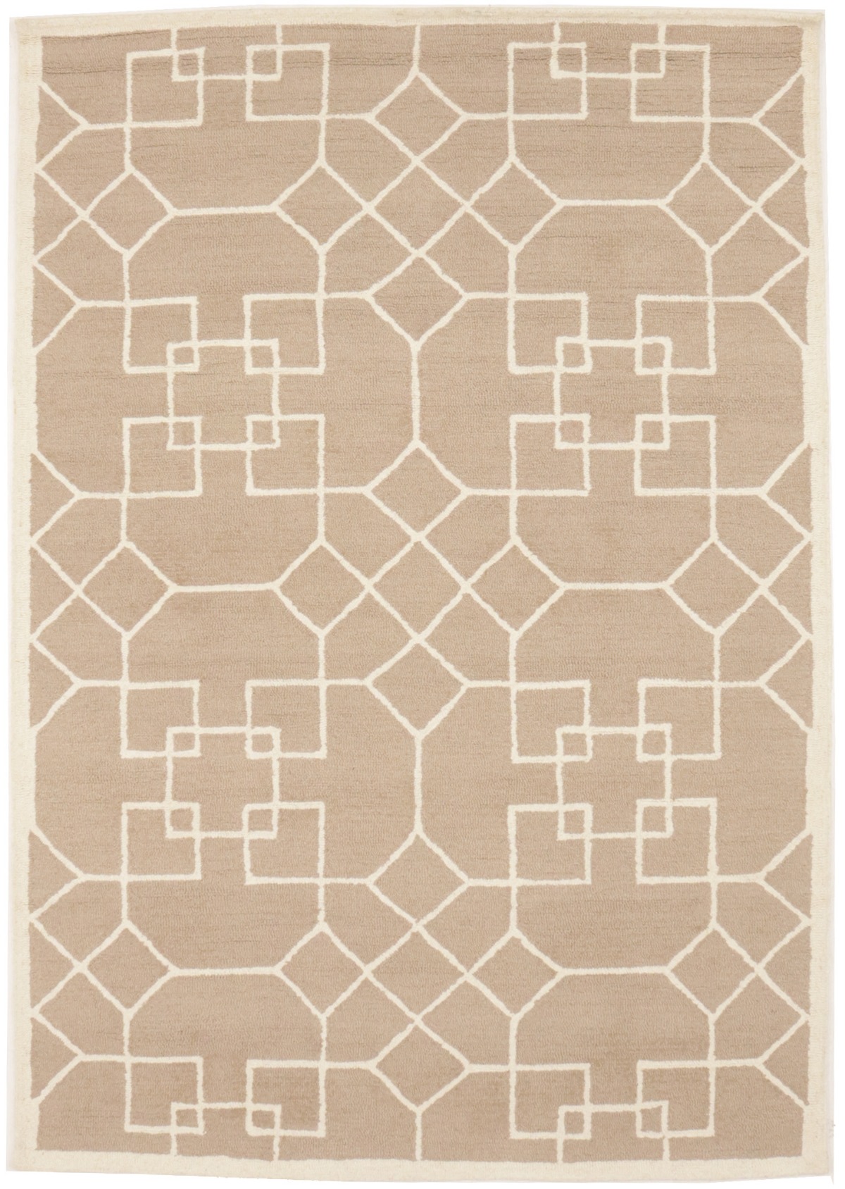 Khaki Geometric 5X8 Hand-Tufted Modern Rug