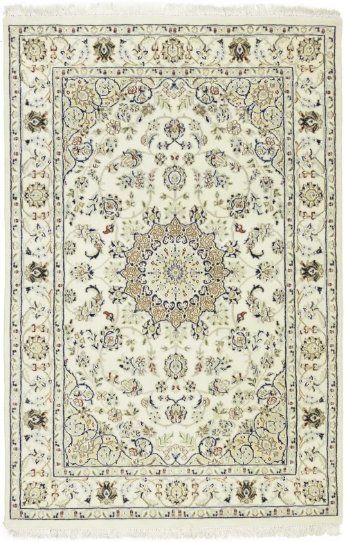 Cream Floral 4X6 Indo-Nain Oriental Rug