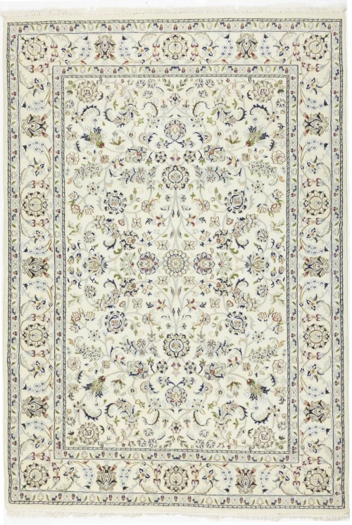 Cream Floral 5'5X7'9 Indo-Nain Oriental Rug